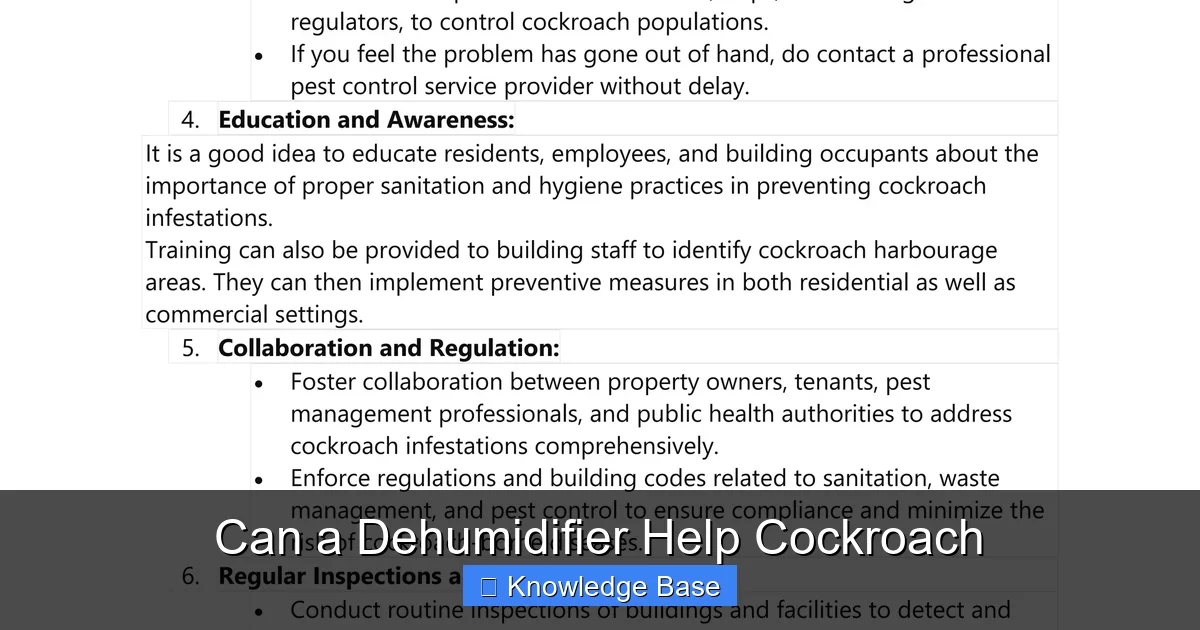 Can a Dehumidifier Help Cockroach